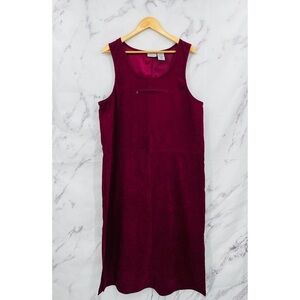 White Stag Vintage Velour Overall Dress Burgundy